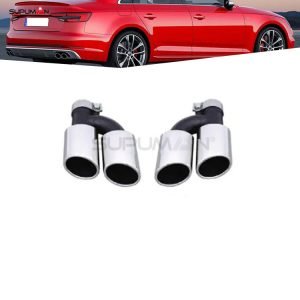 Audi A4 Stainless Steel Silver S4 style rear exhaust pipe 2016-2019
