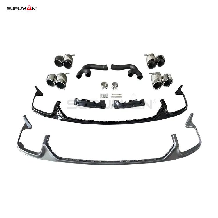audi q8 rs style stainless steel rear tail throat diffuser kit 2019-2022 - Image 2
