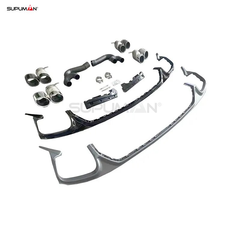 audi q8 rs style stainless steel rear tail throat diffuser kit 2019-2022 - Image 6