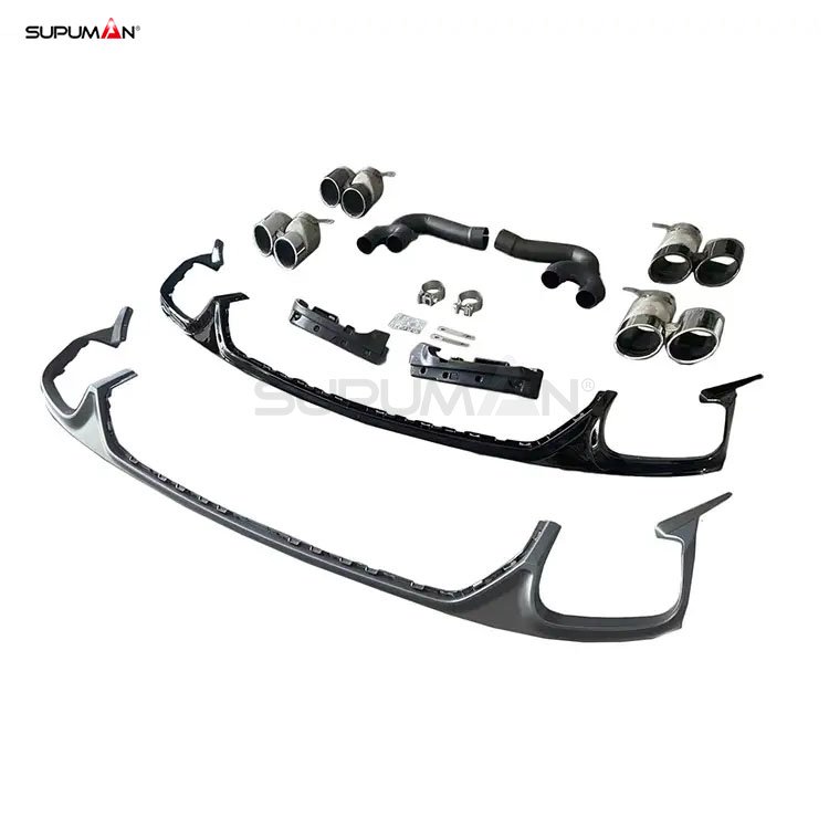 audi q8 rs style stainless steel rear tail throat diffuser kit 2019-2022 - Image 5