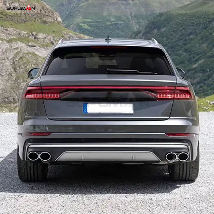audi q8 rs style stainless steel rear tail throat diffuser kit 2019-2022 - Image 4