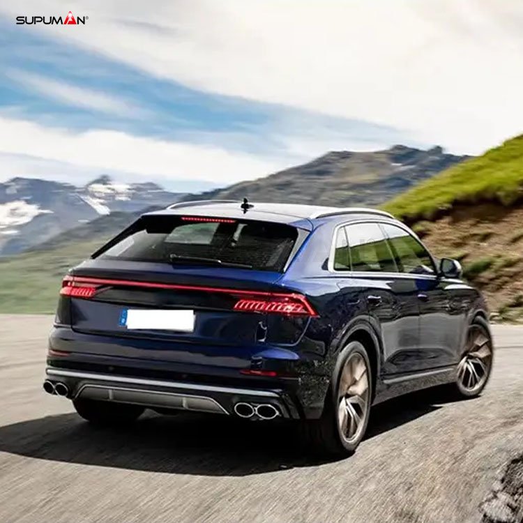 audi q8 rs style stainless steel rear tail throat diffuser kit 2019-2022 - Image 3
