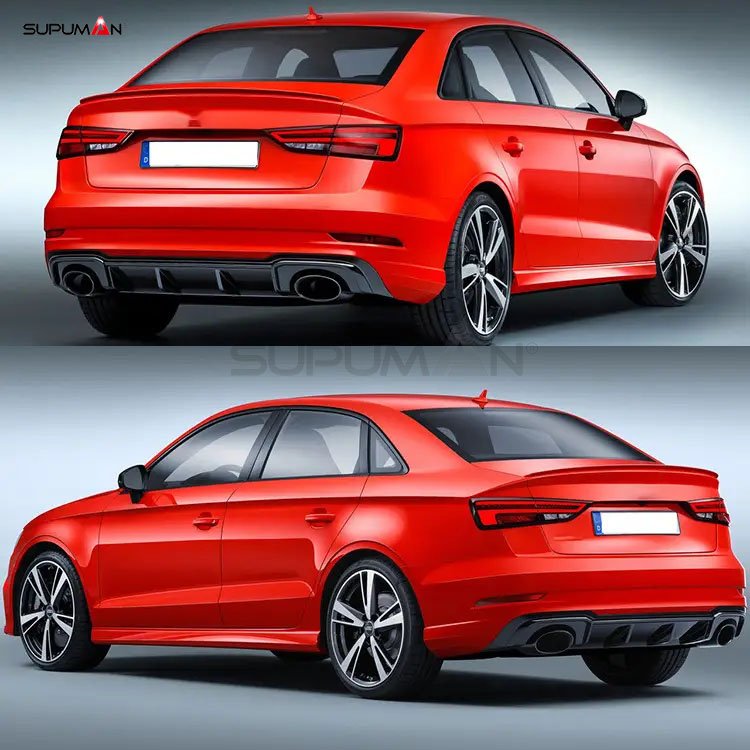 audi a3 s series rs3 style rear diffuser 2017-2020 - Image 3